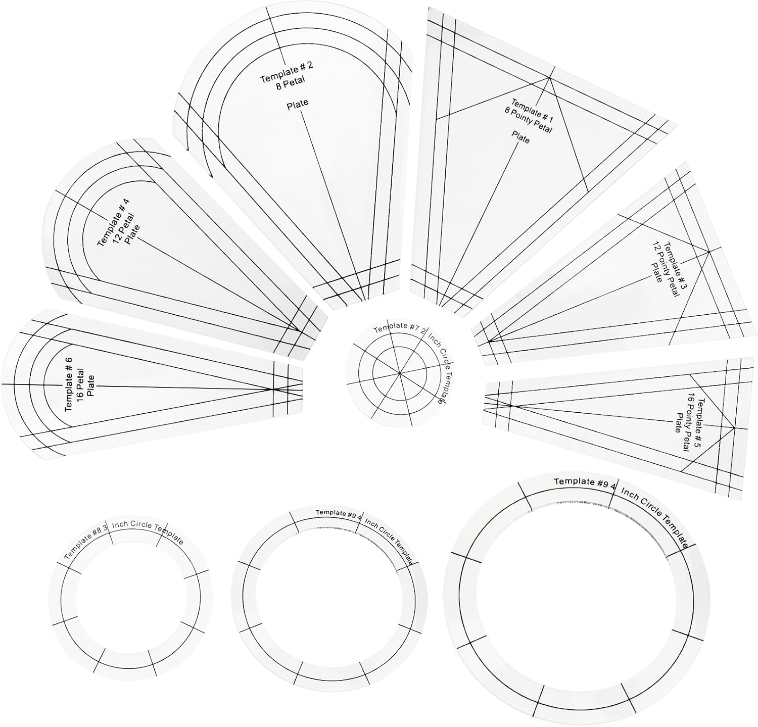 Amazon.com: 10Pcs/Set Acrylic Quilting Template Ruler with Different ...