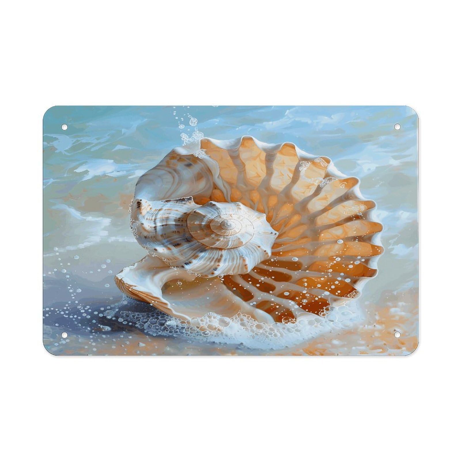 Fodpand Style Ocean Seashell Wall Art Metal Signs Tin Sign