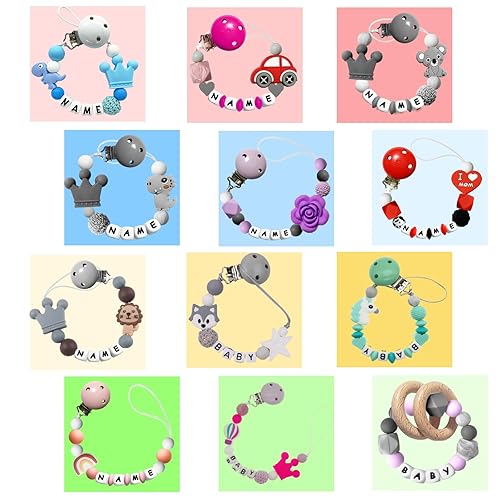 Miniatura 2 de Clip de chupete personalizado con nombre para niñas y niños, clip de silicona para chupete de bebé, clip neutro personalizado para sujetar chupete,