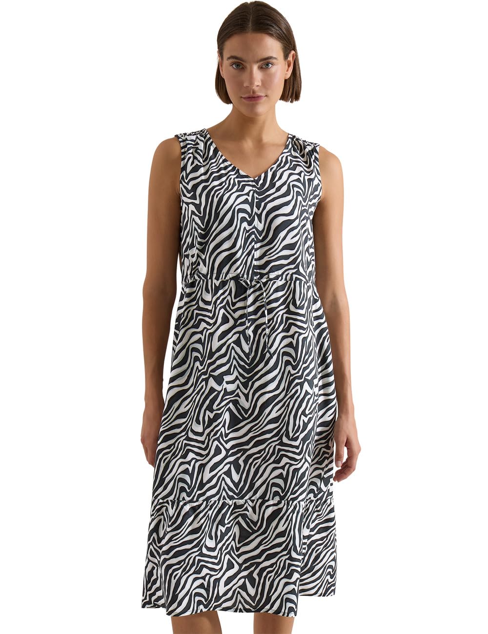 Cecil Women's 1409212 Midi Dress with V-Neck and Zebra Print (Pack of 1), Palm Breeze Green, M