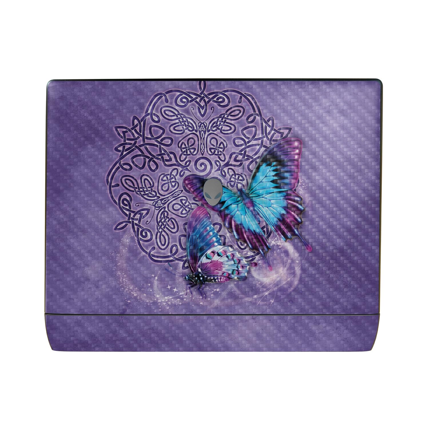 Carbon Fiber Laptop Skin Compatible with Alienware 16 Area-51 (2025) - Celtic Butterflies - Premium 3M Vinyl Protective Wrap Decal Cover - Easy to Apply | Crafted in The USA by MightySkins