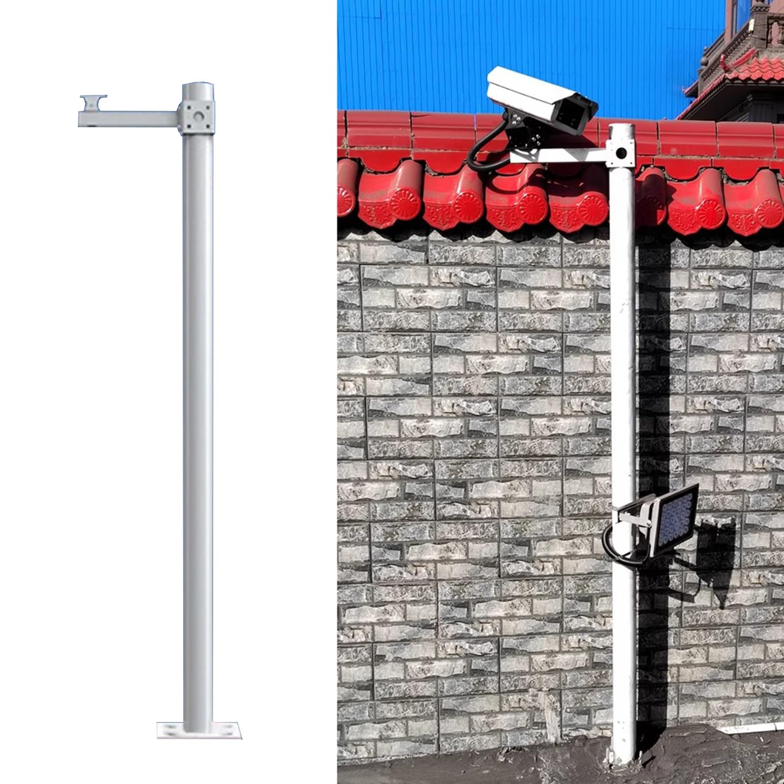 überwachungskamera Halterung Überwachung der Überwachung Kamera -Stangenbodenhalterung, Wetterfestes Metallüberwachungskamera Rack Post, 1 M 1,5 M 2 M Hoher Vertikaler Pole -Halter -Kamerahalter(2m (6