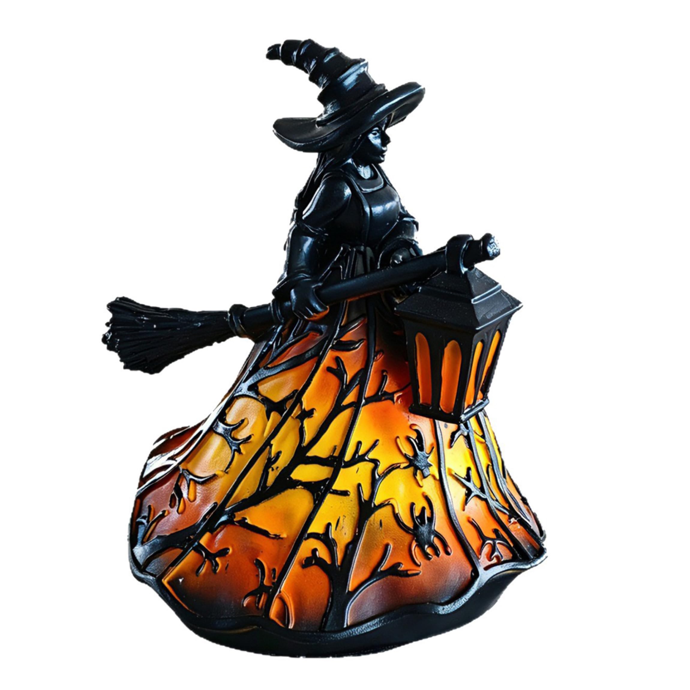 Takingup Witch Lamp, Halloween Handcrafted Resin Witch LED Night Light for Home, Porch, Tabletop, Party Decor Decor