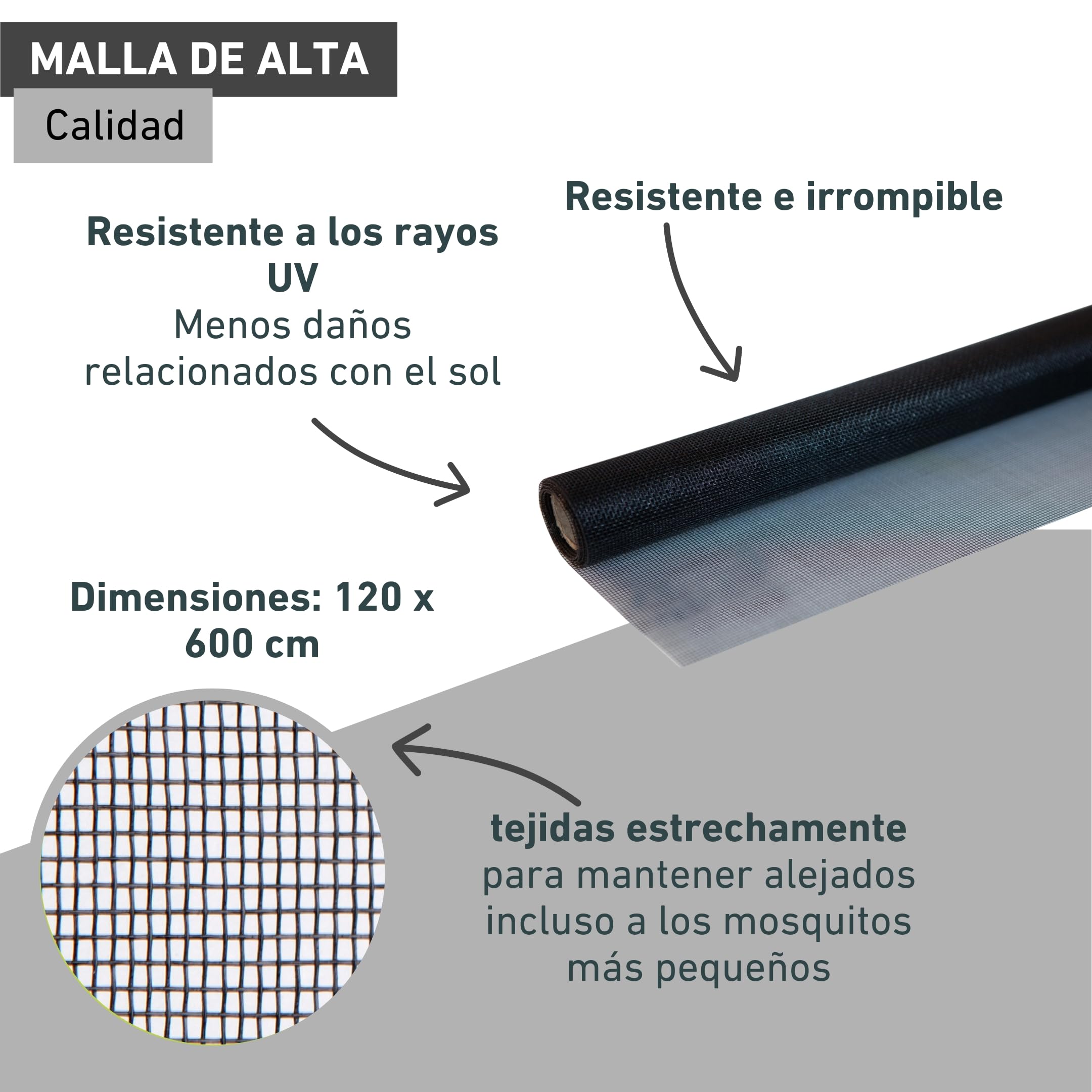 Windhager Protección contra Insectos, mosquitera, Tejido de protección contra Insectos de Fibra de Vidrio, Antracita, 120 x 600 cm, 03464
