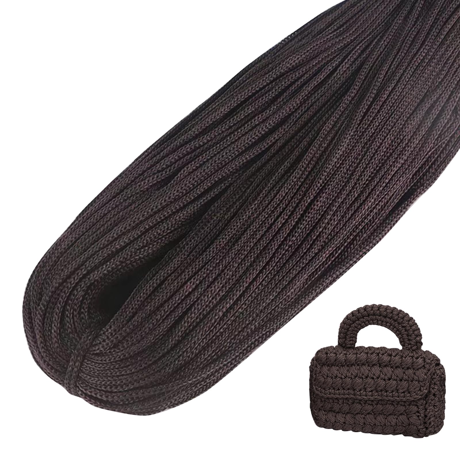 LEREATI Polyester Macrame Cord 3mm x 200m (656ft) Braided Cord Polyethylene Rope Macrame Yarn, Polyester Yarn for Crocheting, DIY, Craft Bag, Wall Hangings, Rug (Dark Coffee)
