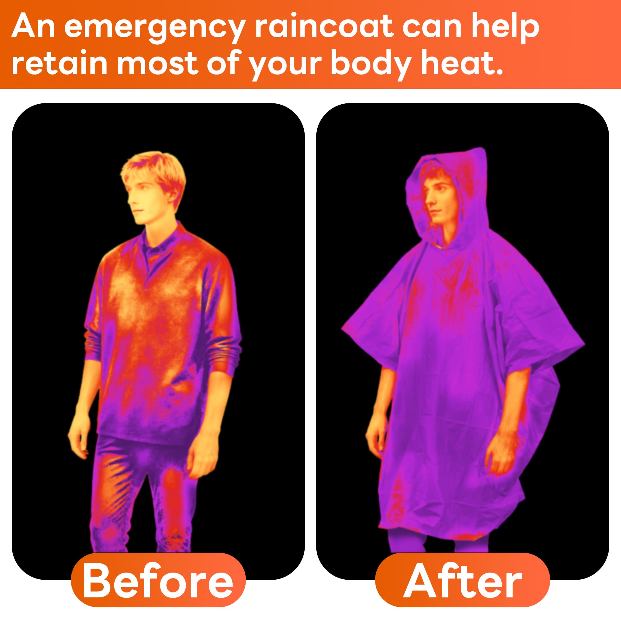 Deecam Awaryjne ponczo survivalowe, 4 sztuki, awaryjne ponczo przeciwdeszczowe, koc dwuosobowy, śpiwór awaryjny, koc termiczny pierwszej pomocy, izolowany i przeciwdeszczowy, odpowiedni do