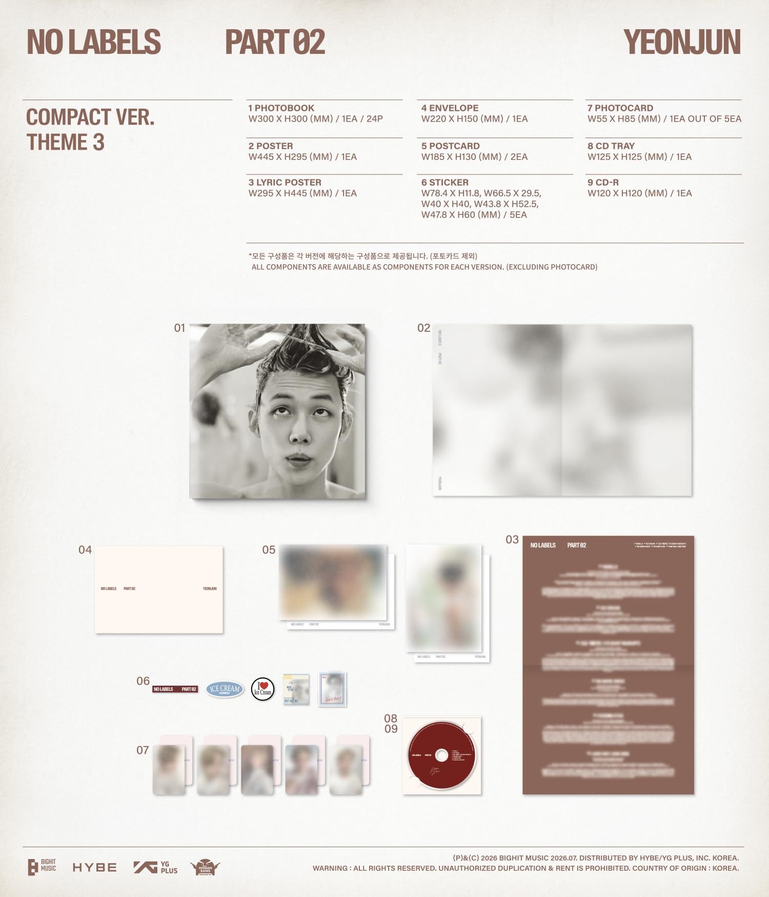 (Juego compacto: 1+2+3) TXT Yeonjun NO LABELS : Parte 02 2º mini álbum con seguimiento de Tomorrow X Together