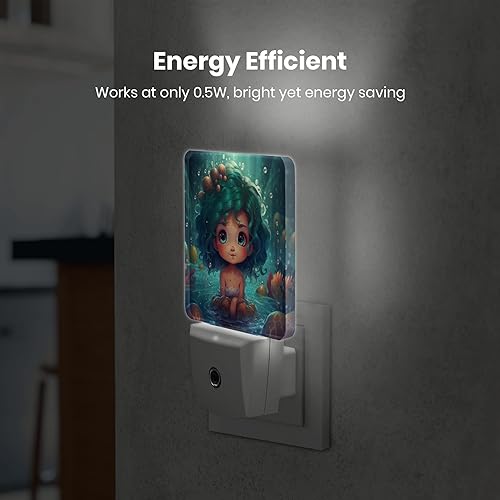 Miniatura 5 de Hoyuen Luces nocturnas de sirena con diseño de animales para niños y niñas, enchufables a la pared, con detección inteligente, luz nocturna LED,