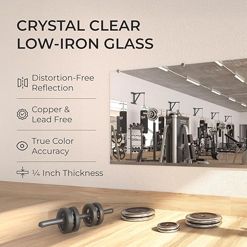 Miniatura 4 de Espejo de gimnasio en casa, 47.5 x 31.5 pulgadas de grosor, espejo grande de cuerpo completo para yoga, espejo de pared grande de longitud completa