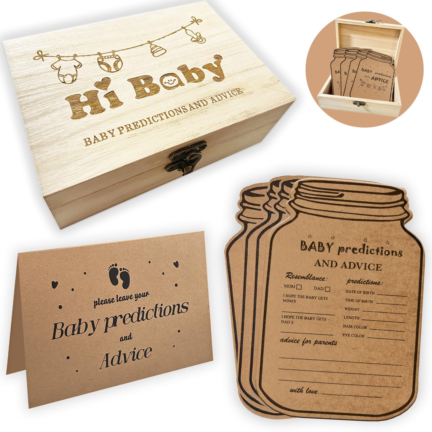 Dwsiplytg Baby Prediction Cards for Baby Shower Games, Advice and Wishes Cards for Parents To Be, Gender Neutral Boy Girl, Baby Predictions Box Guessing Activities Baby Shower Decorations (5x7inch)