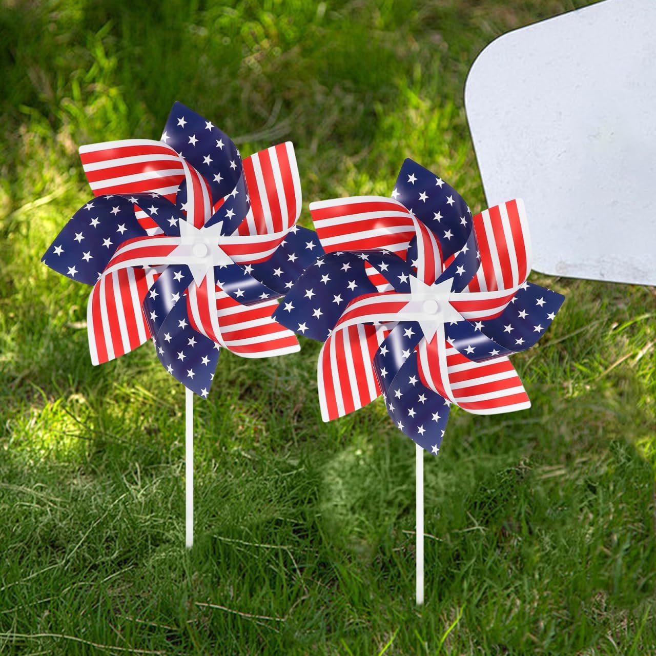 6Pcs Patriotic Flag Pinwheels Garden Windmill Decor 8-Inch Outdoor Yard Spinners for 4Th of July Celebration - Image 3