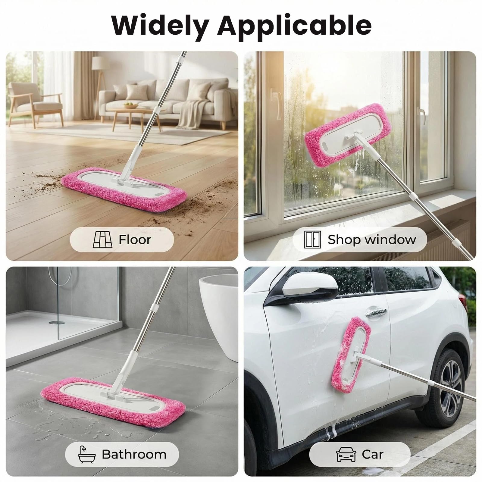 10 sztuk zamiennych ściereczek do mopa dla Swiffer, różowe wilgotne i suche ściereczki do mopa, mikrowłókno, zamienna osłona głowicy mopa, można je prać i ponownie używać