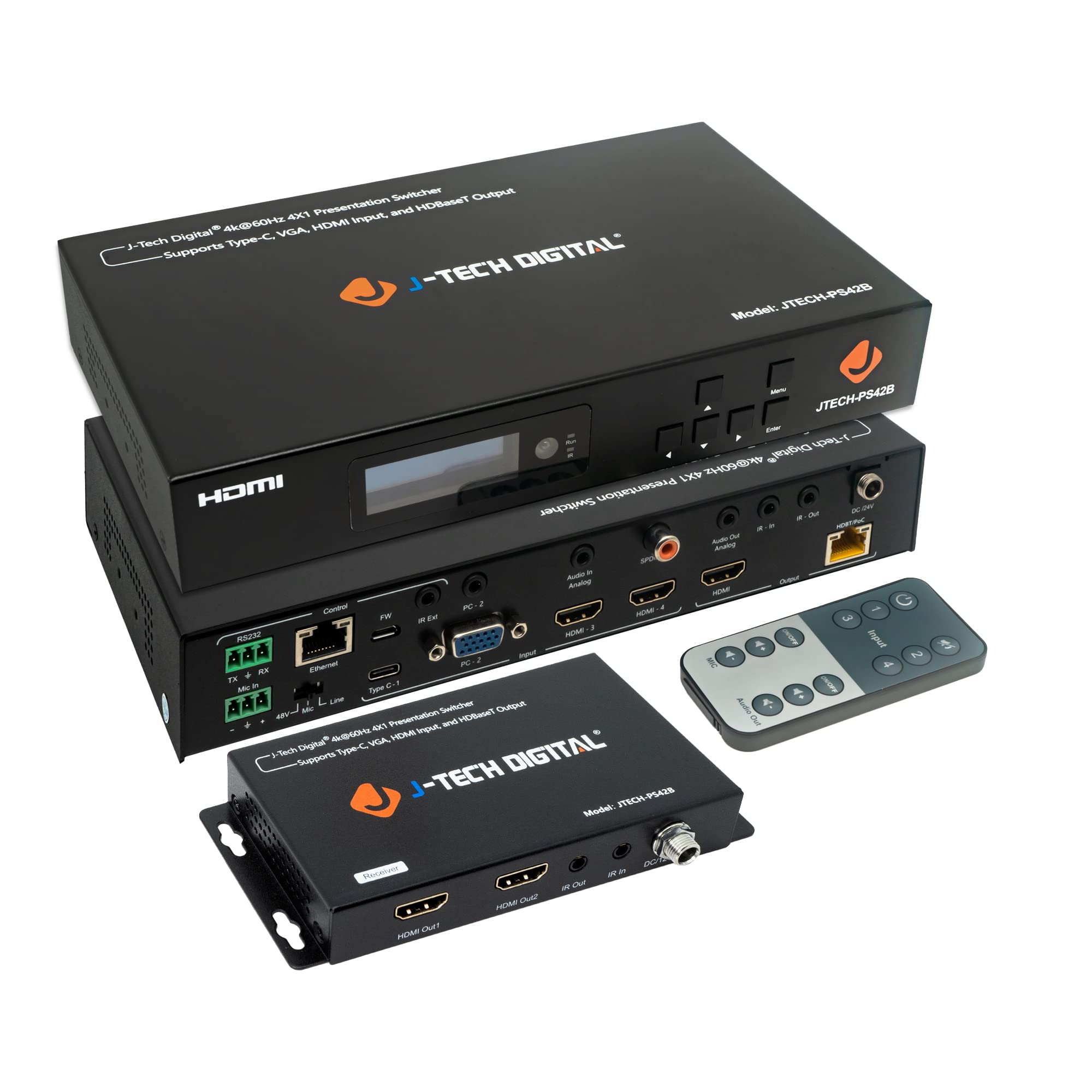 Amazon.com: J-Tech Digital 4K 4x1 Multi Input HDMI VGA USB-C
