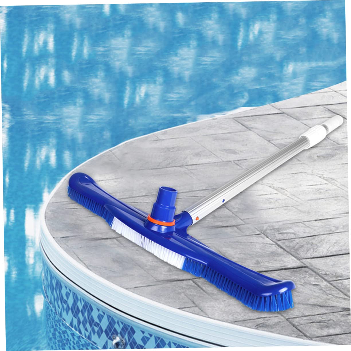Brosse de Nettoyage pour Piscine 20 Pouces, Poils Plastique, Robuste | Balai Brosse Piscine Bleu, Aluminium, Nettoyage Rigoureux Intérieur et Extérieur, Sandales Femme