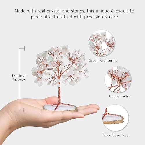 Miniatura 3 de PYOR Cristal de aventurina verde, árbol de cristal, regalos de cristal, árbol de piedras preciosas, cristales espirituales, decoración de energía