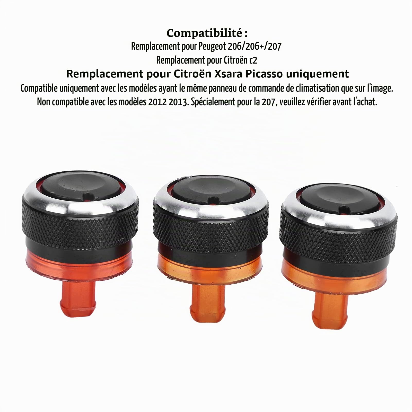 Yctze Bouton Chauffage 206/206+/207 C2 3 Pièces Voiture Climatiseur AC Ventilateur Commande Interrupteur Bouton Métal ABS Accessoire Remplacement