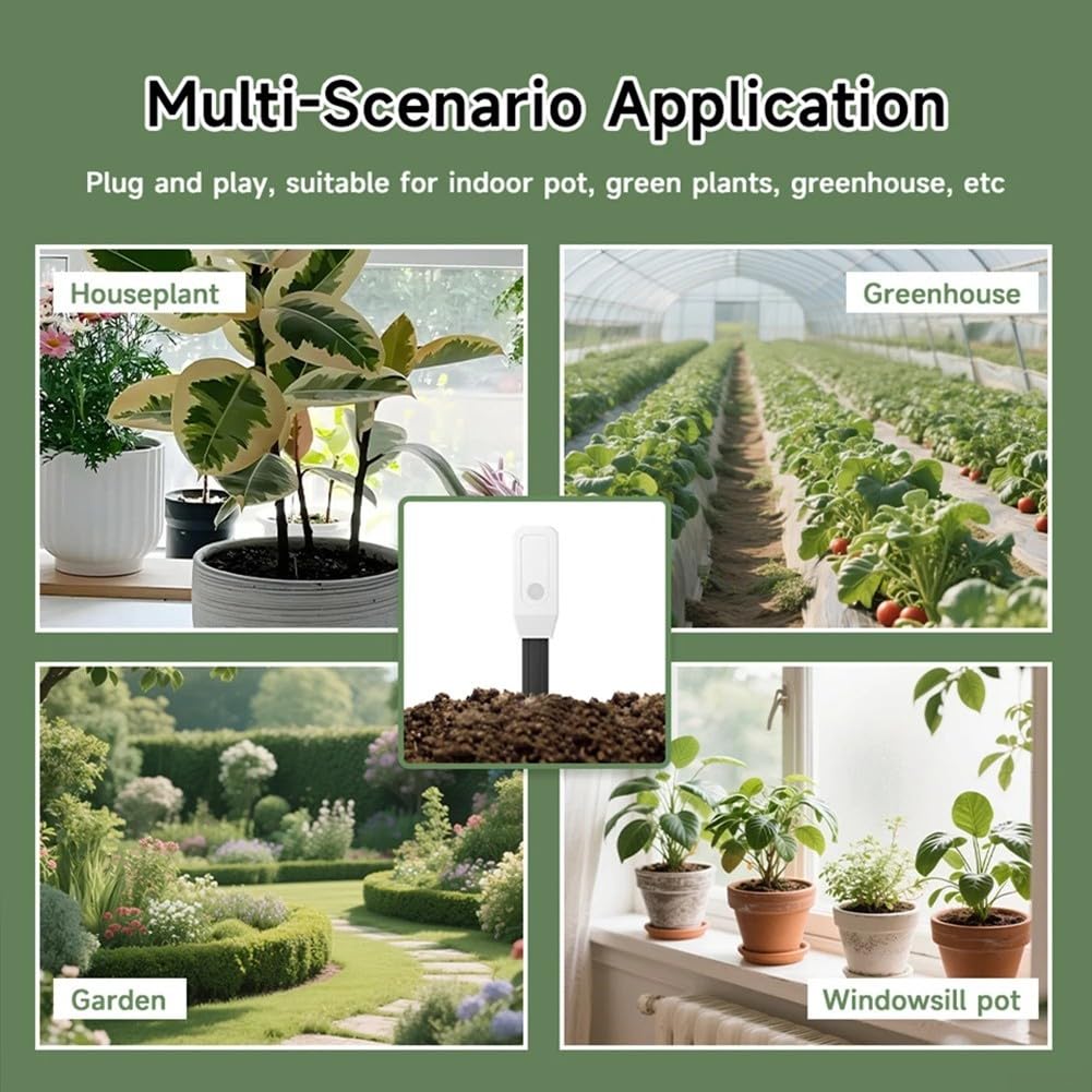 Capteur d'humidité et de température du sol Tuya pour Zigbee - Humidimètre intelligent pour plantes de jardin avec contrôle par application, blanc (nouveau modèle ZigBees)
