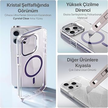 Luxo Series High Quality Case Compatible with Magsafe for Minesk iPhone 14 Pro Ultra Transparent Appearance And Ergonomic Design With Stand (Purple, 14 Pro)