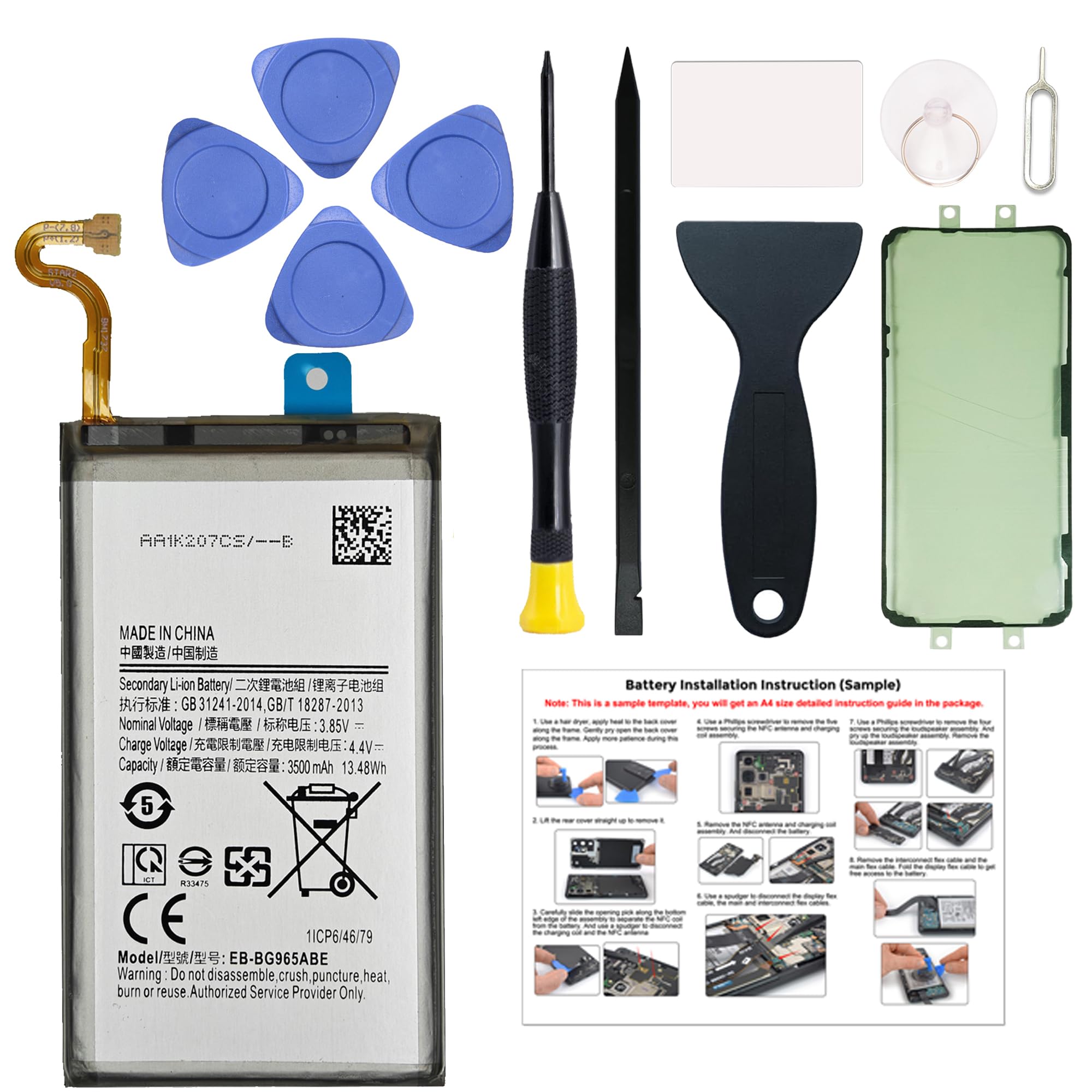 New Upgraded Battery for Galaxy S9 Plus, EB-BG965ABE Battery Compatible with Galaxy S9+ Plus SM-G965 Series with Instruction &amp; Tools