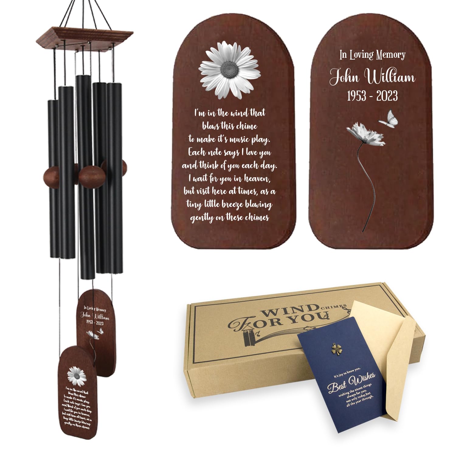 ASTARIN Personalized Sympathy Gifts for Loss of Loved One, Custom Memorial Wind Chimes, Wind Chimes for Loss of Loved Mom Dad Nana Papa Friend Sister, Bereavement Funeral Condolences Gift