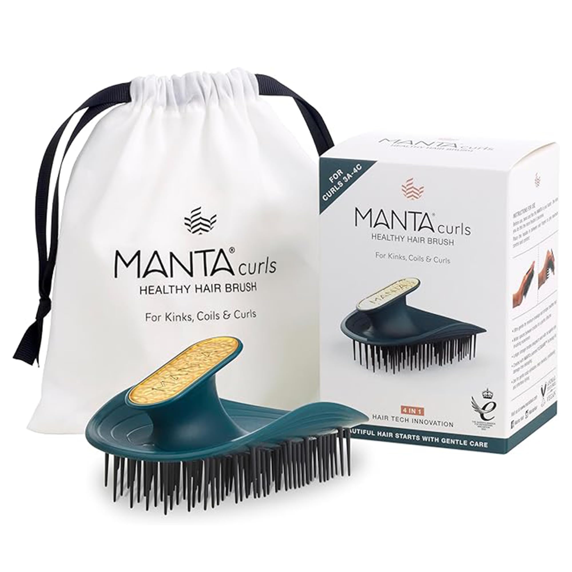 Manta Curls Spazzola per capelli anti-rottura, spazzola districante per capelli ricci e afro, spazzola delicata per capelli bagnati e asciutti da donna, colore foglia di tè morbido