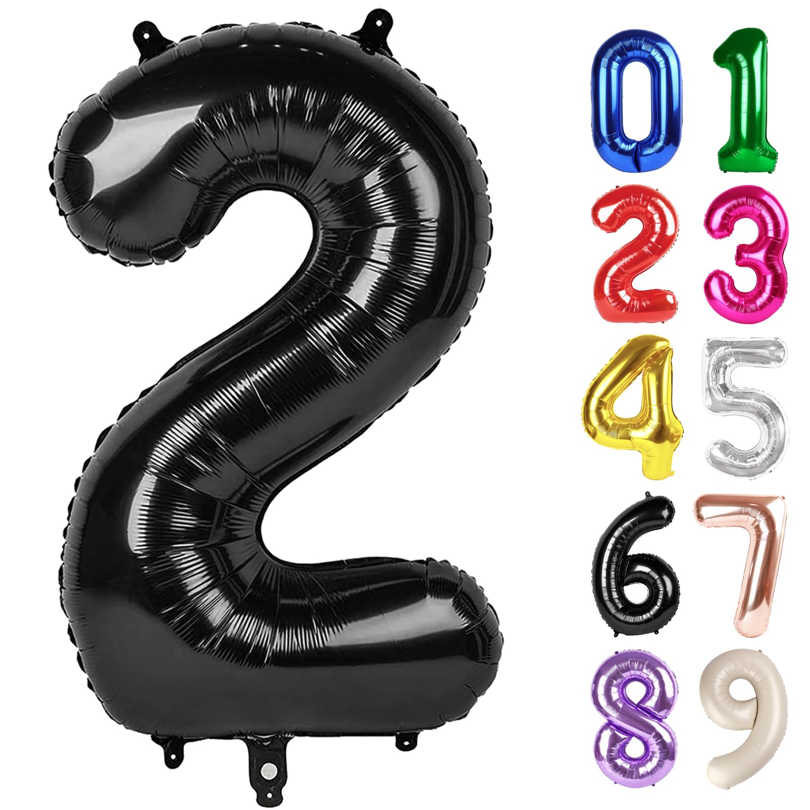 Photo 1 of 2 Balloon - Black Birthday Number Balloons, 40 Inch Large Foil Balloons for Men Women Black Themed Birthday Decorations/