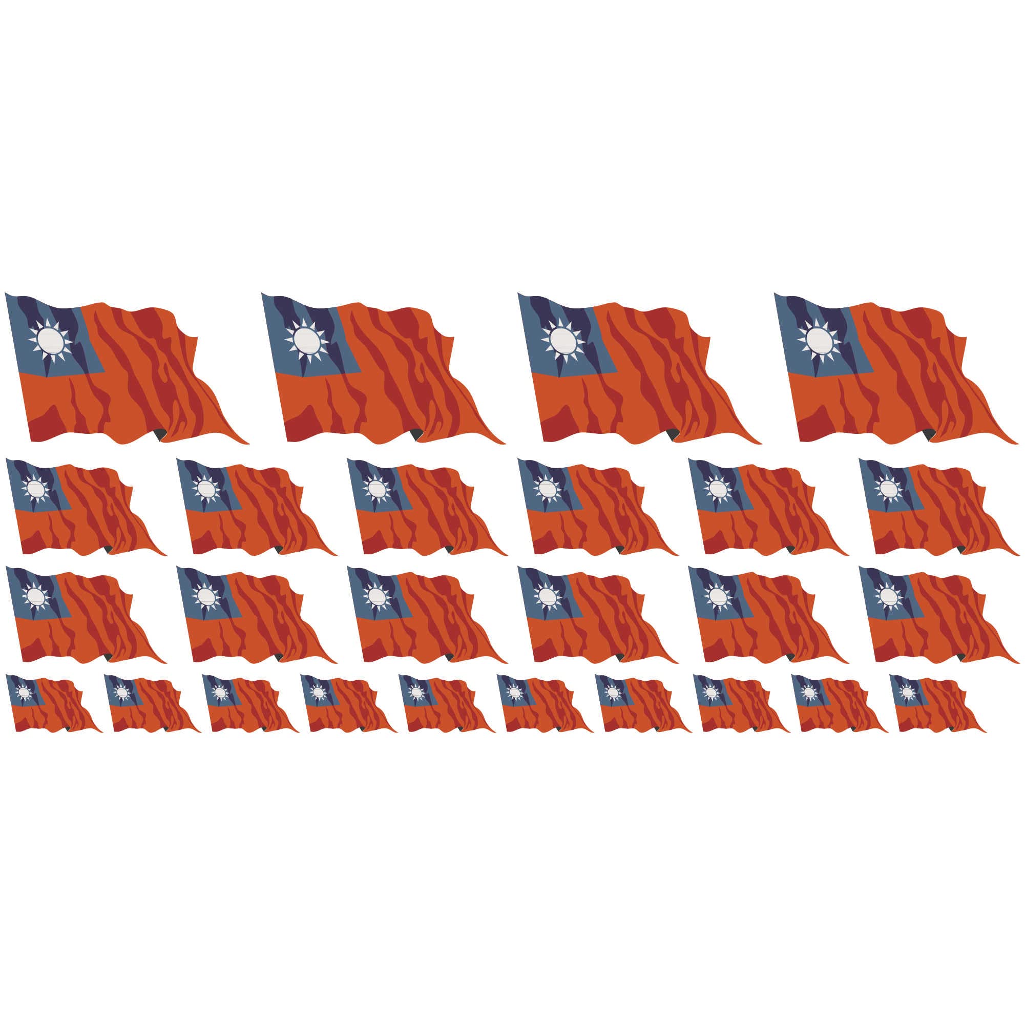 Mini Aufkleber Set – Wehende Taiwan-Flagge, 24 Stück, Selbstklebend & Wetterfest Für Auto, Laptop, Helm