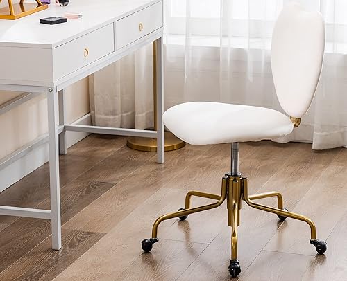 Miniatura 2 de VESCASA Silla de escritorio giratoria ajustable para oficina en casa con bonito diseño en forma de corazón, cómoda silla de trabajo de terciopelo