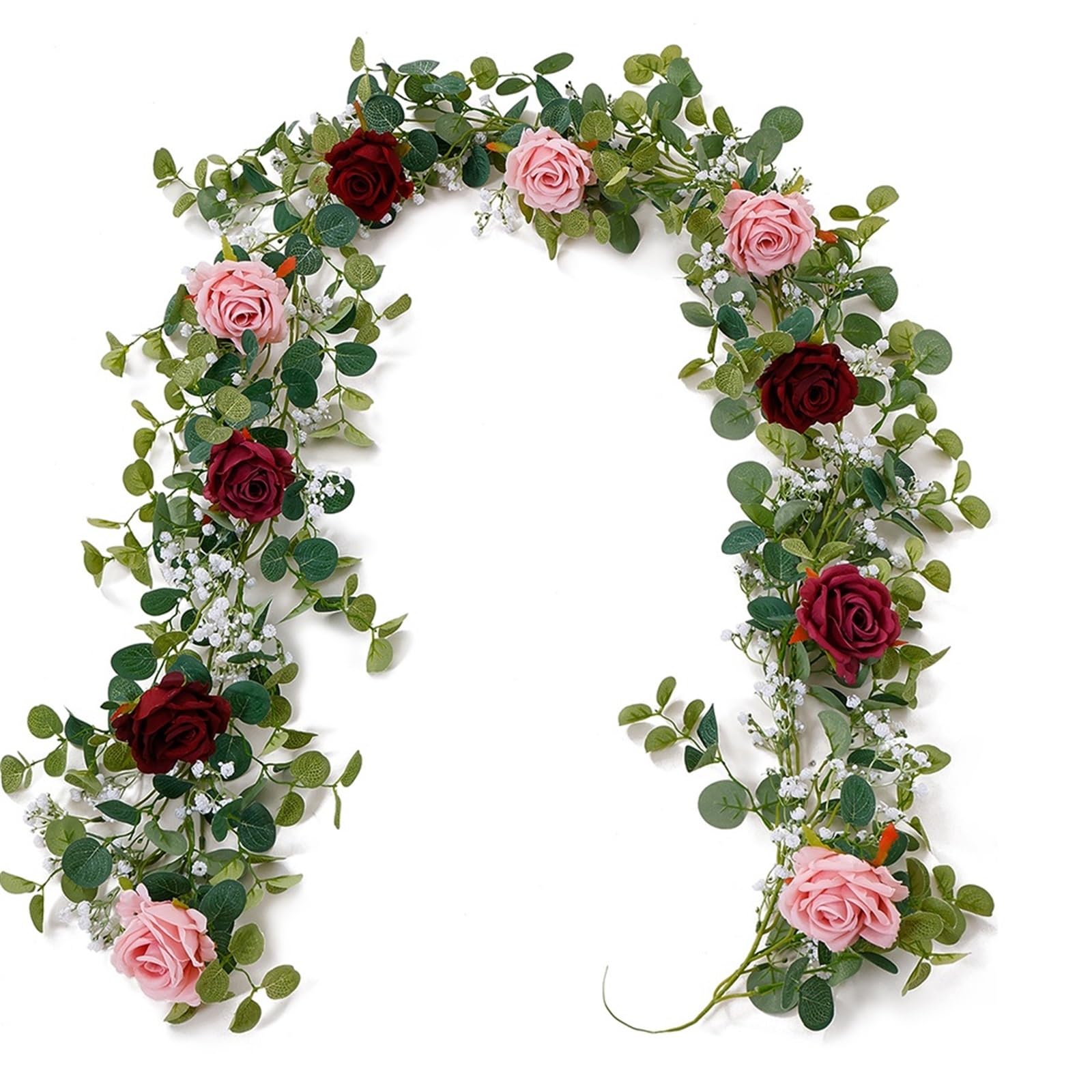 Künstliche Blumenranken Künstliche Blumen, Seidenrosen, Gypsophila-Girlande, gefälschte Ranken, Hängepflanzen for Hochzeit, Zuhause, Party, Basteldekoration Zur Dekoration(Style 04 zangzangse)