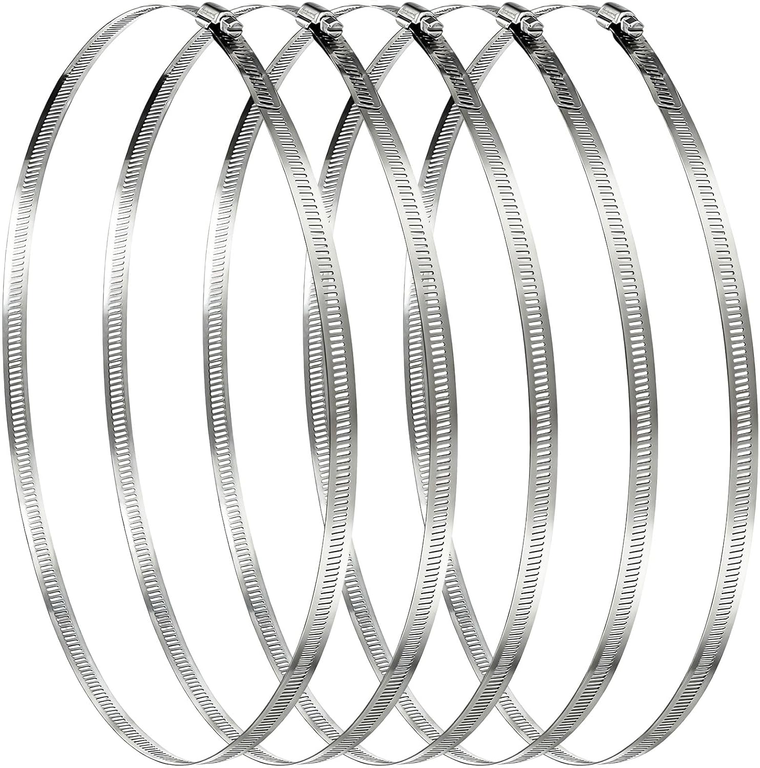 14 Inch Hose Clamps, Stainless Steel Metal Worm Clamps, 5 Pack | Adjustable large hose clamps assortment kit for water pipe, air hose and tube