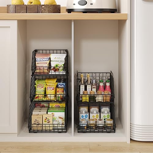 Miniatura 4 de Cesta de frutas y verduras, cestas de almacenamiento escalonadas de 2 niveles para almacenamiento de papas y cebollas, cestas apilables de alambre