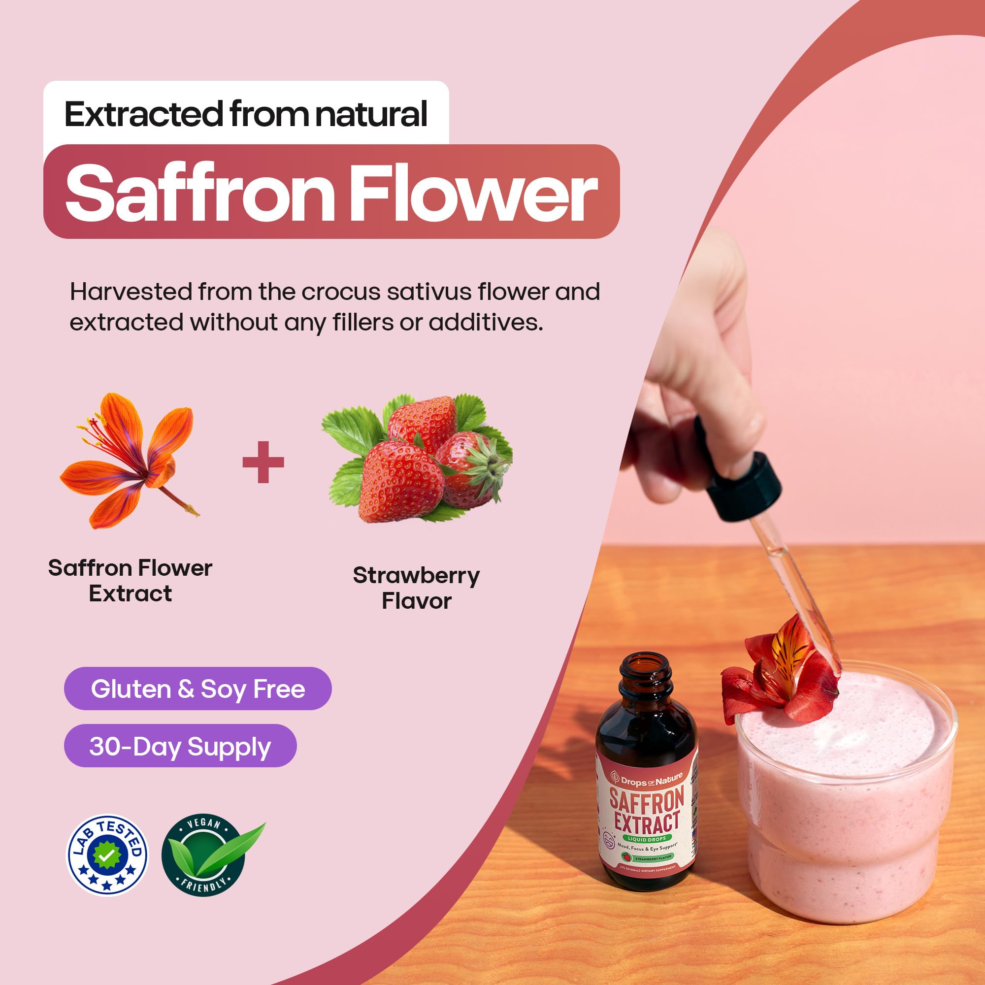 Drops Of Nature Saffron Supplements for Kids & Adults - Strawberry, 60 mL — Amazon image 4