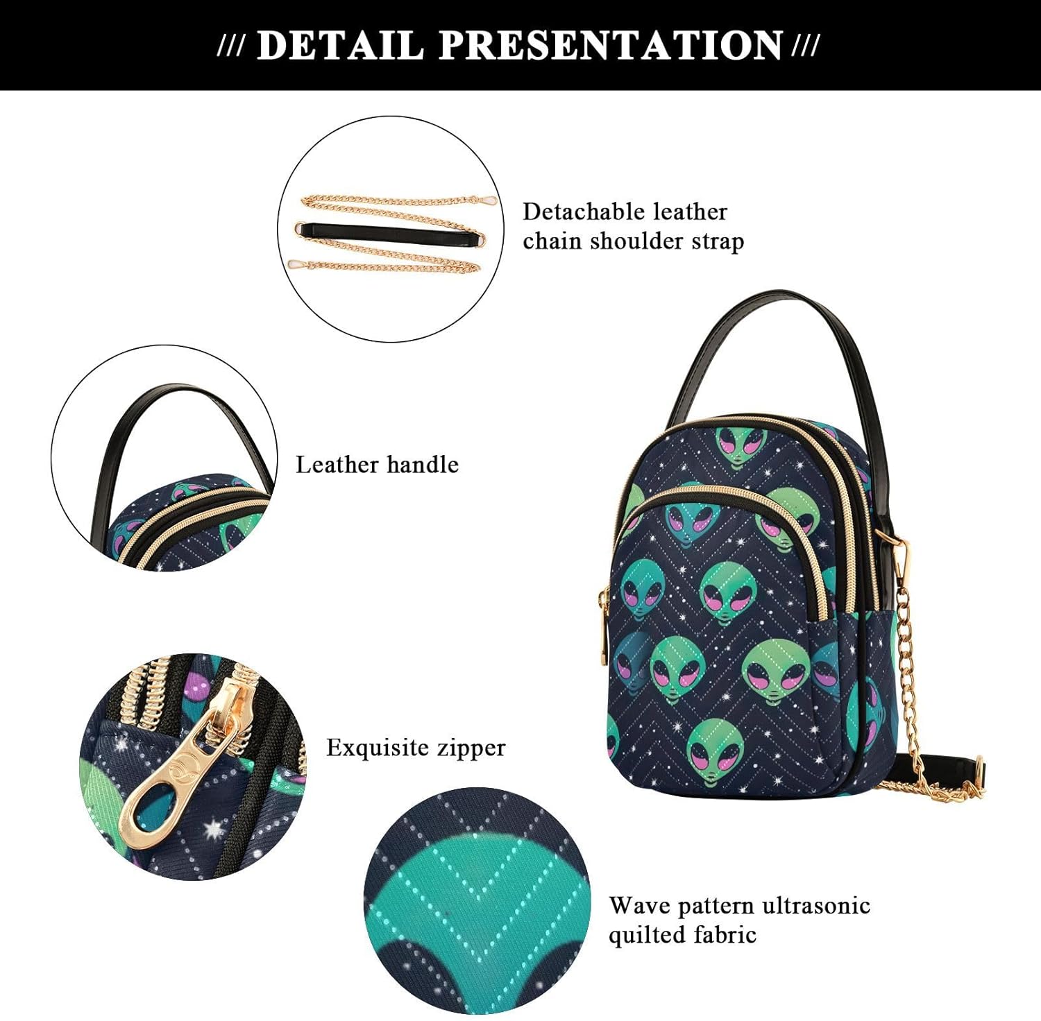 Stars and Moon Small Crossbody Bags for Women Detachable Strap Purses Travel Handbags 20850782 | Stars and Moon, Small, Detachable Strap, 20850782 - Image 5