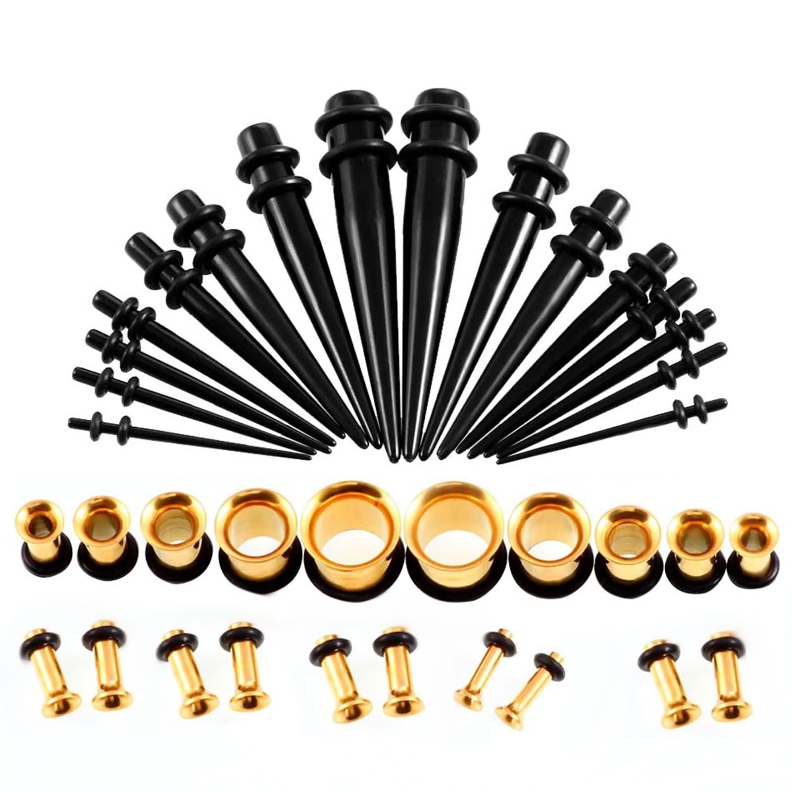 Acryl-Ohrringe-Set, 36-teilig, Ohrmessgeräte, Kegel-Set, Verschiedene Größen, mehrfarbiger Ohrstöpsel-Expander