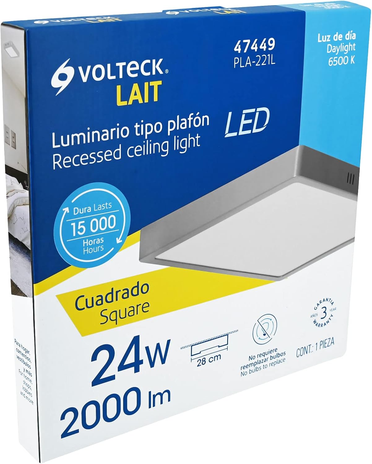 Soffit square, modern, 24 W, 6500 K, LED, gray