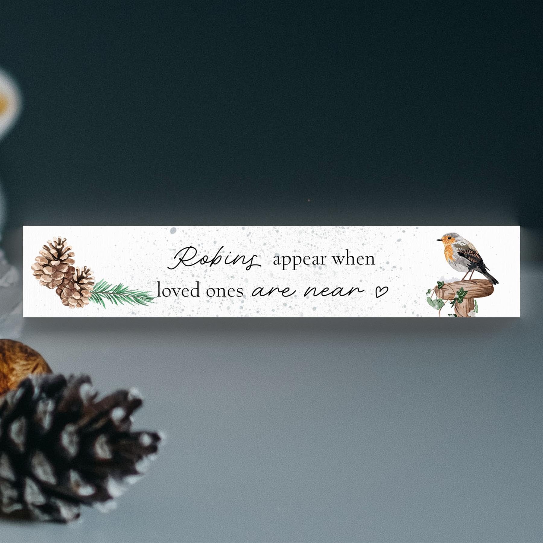Global Designs Robins Appear When Loved Ones Are Near Robin Watercolour Artwork Wooden Momento Block