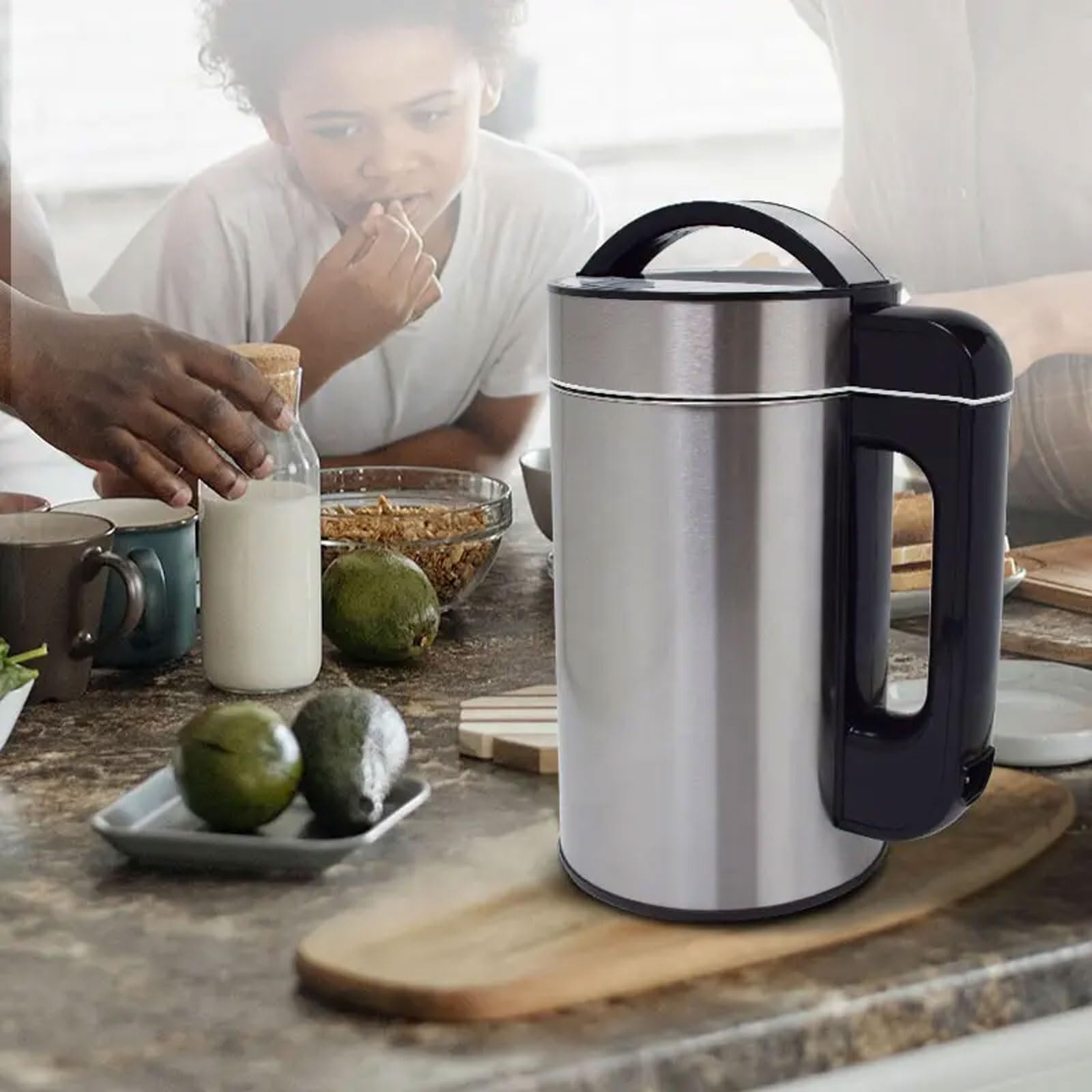 Przenośna maszyna do mleka orzechowego o pojemności 1,5 l, 800 W automatyczna maszyna do mleka migdałowego ze stali nierdzewnej z sitkiem siatkowym, 6 trybów, maszyna do mleka owsianego do soi, mleka