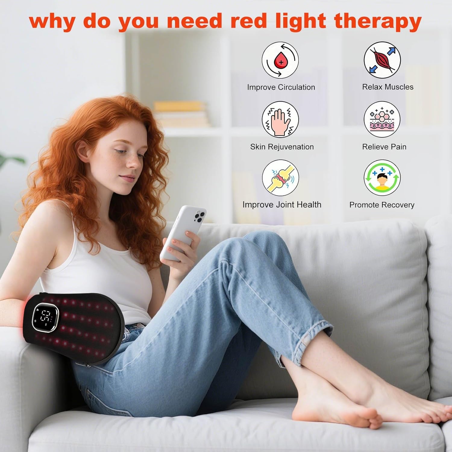 LOVTRAVEL 660nm Red Light Therapy Glove for Hand 850nm Near Infrared Light Device Mitten with Auto-Off Timer Rechargeable Pad for Hands Fingers Wrist Arthritis Joint Pain Relief - Image 3