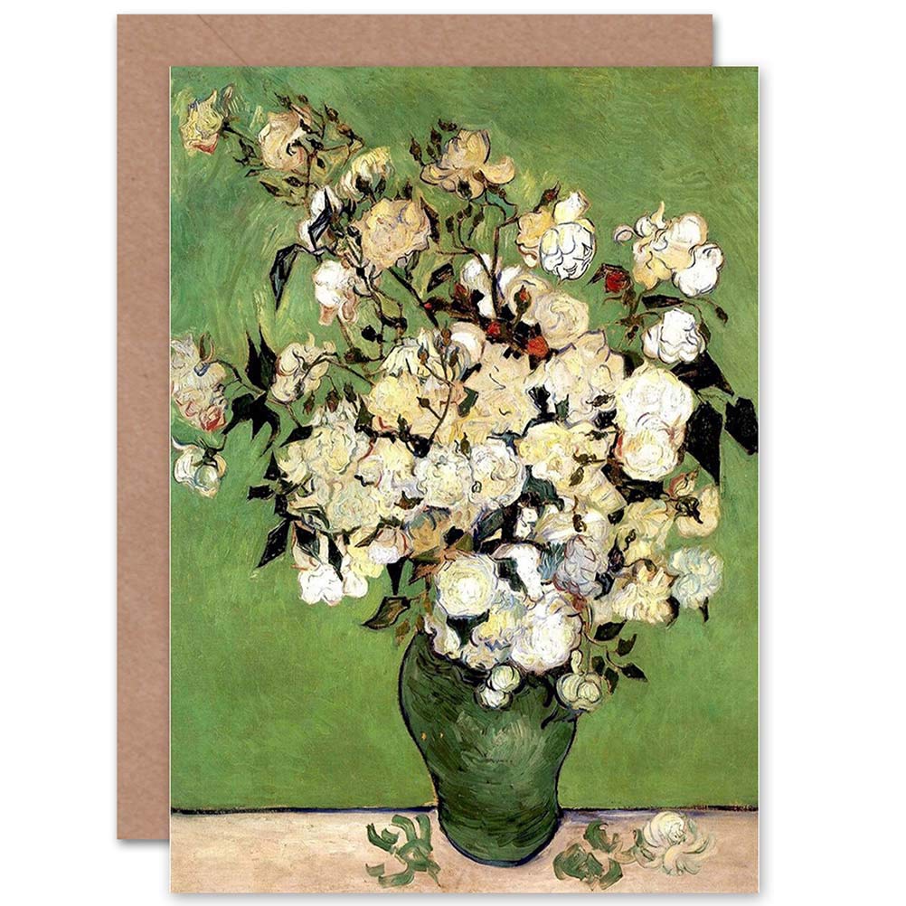 Vincent Van Gogh A Vase Of Roses 1890 Old Master Blank Greeting Card