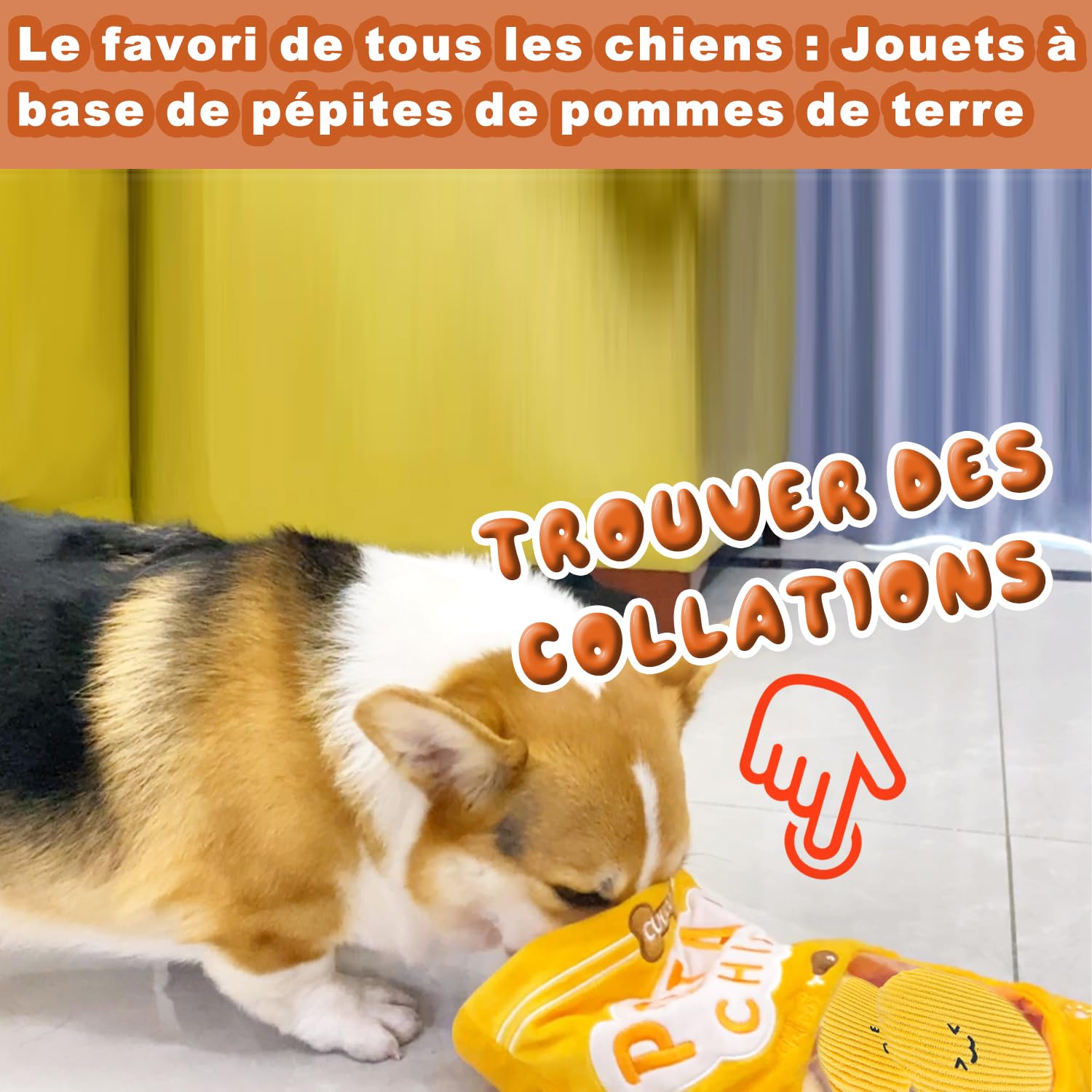 Jouet pour Chien, Jouets Interactifs Croustillants pour Chiens Casse-Tête et Enrichissement pour Petits, Moyens et Grands Chiens - Jouets Chips and Potatoes (Potato-chips-01)