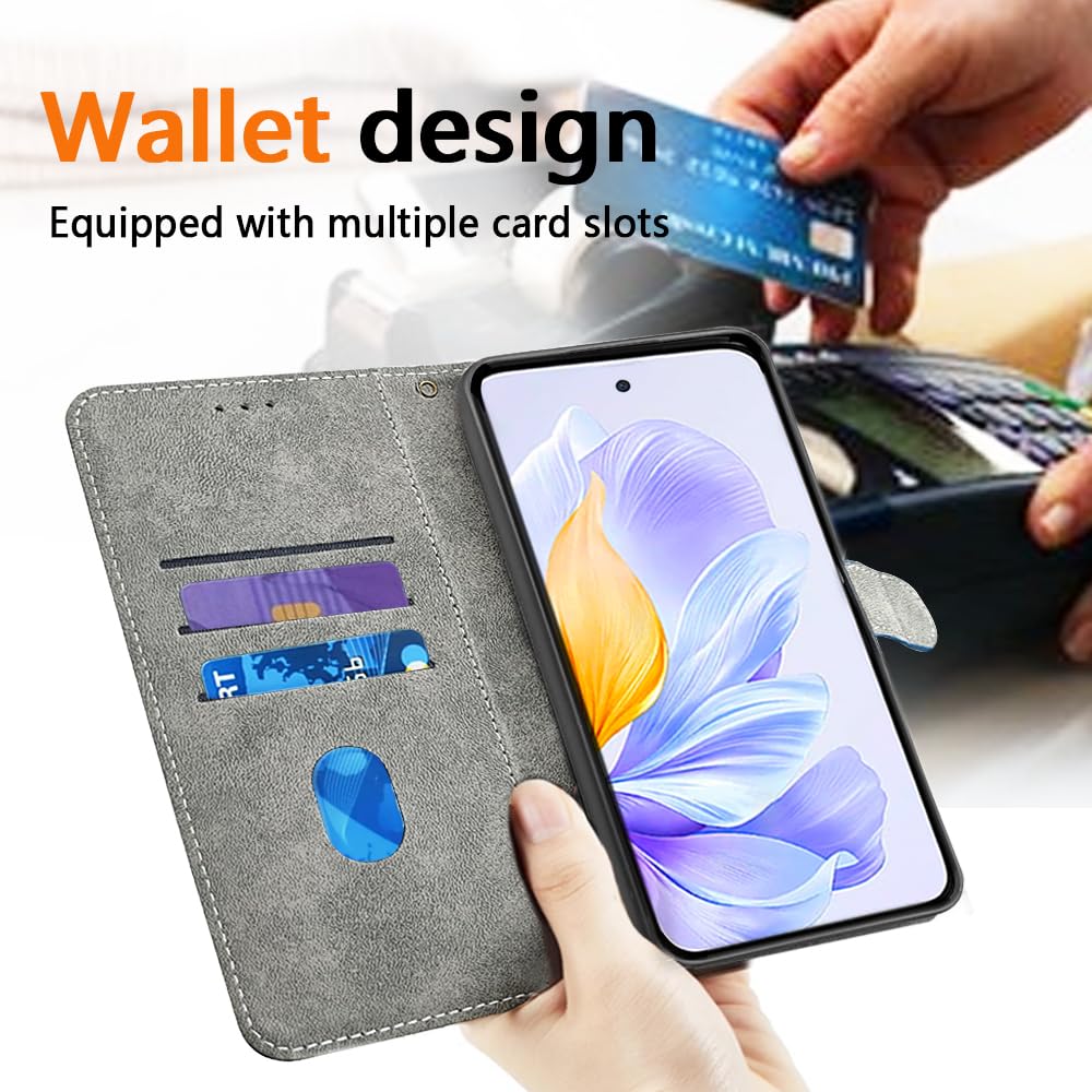 SEAHAI Case For Doogee N55 Plus, Cute Cat Pattern Premium PU Leather Wallet Shockproof Flip Cover With Kickstand/Credit Card Slots/RFID Blocking/Magnetic Close, Rose Gold - View #4