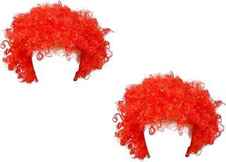 2 x Peluca adultos. talla única. de fiesta color rojo. rojo iluminada para payaso