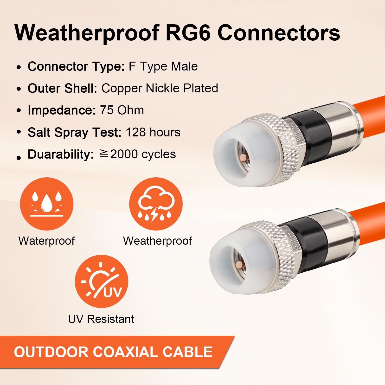 MOOKEERF Coaxial Cable 100FT,RG6 Coax Cable for TV with Weatherproof Rubber Boot,Direct Burial 75 Ohm RG6 Coaxial Cable for Digital TV Aerial,High-Speed Internet,Broadband,Satellite-100 Feet