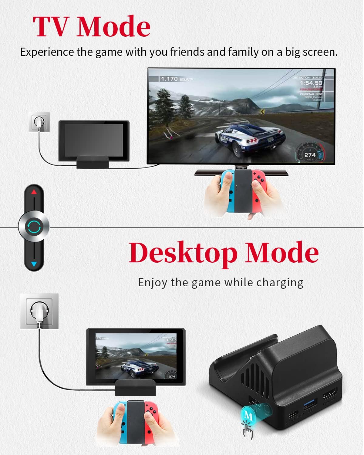 TV Dock Station (Cooling Fan) for Switch Console/OLED - Portable 4K HDMI USB3.0 Adapter Docking Connector Accessory Charging Stand, Mini Charger Base Travel Doc Set Connect Box Replacement for Nitendo