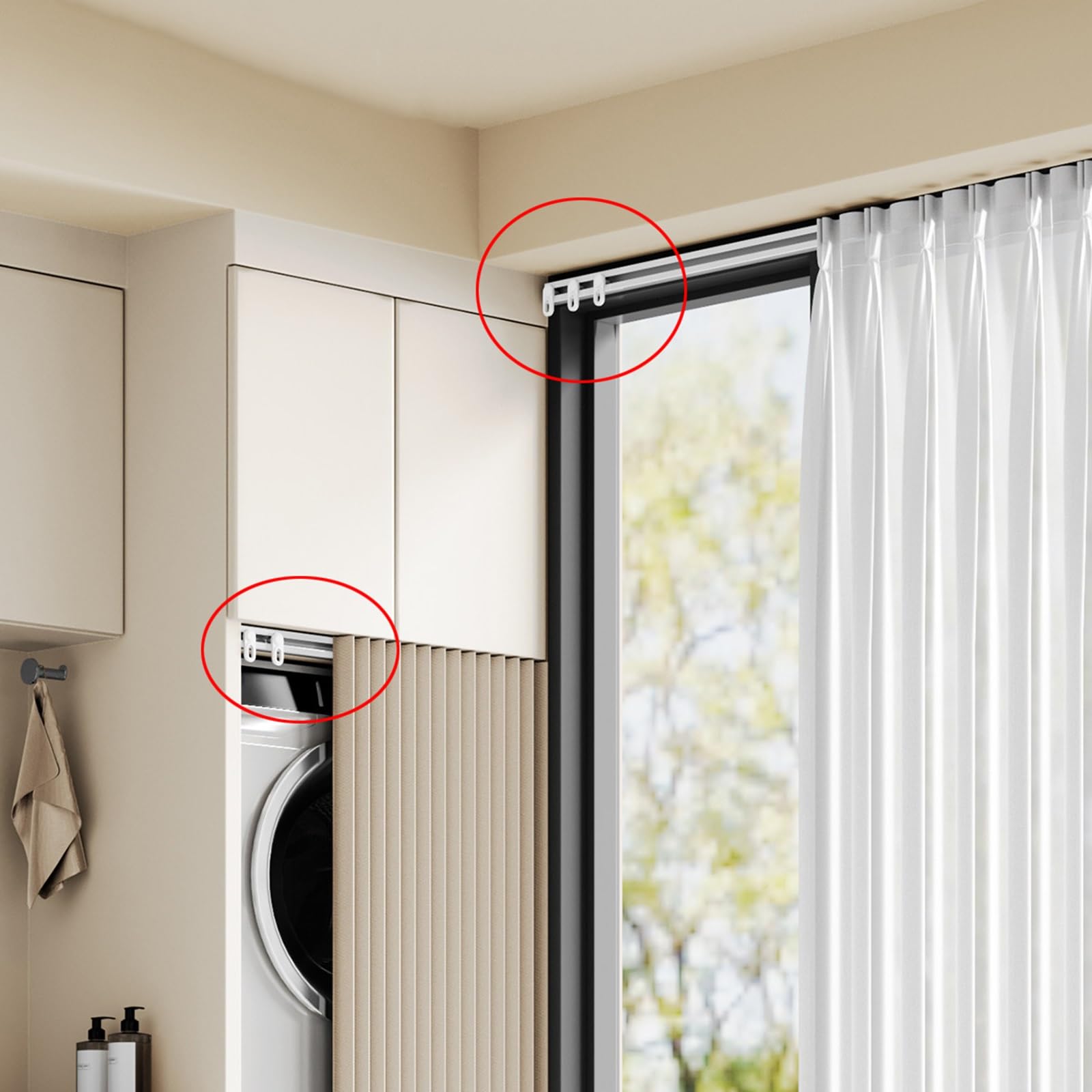 Rail À Rideau Simple En Aluminium, Tringle Silencieuse À Fixation Murale Latérale, Blanc Et Noir, Glisse Fluide Et Silencieuse Pour Salon, Appartement, Hôtel Et Décoration Intérieure