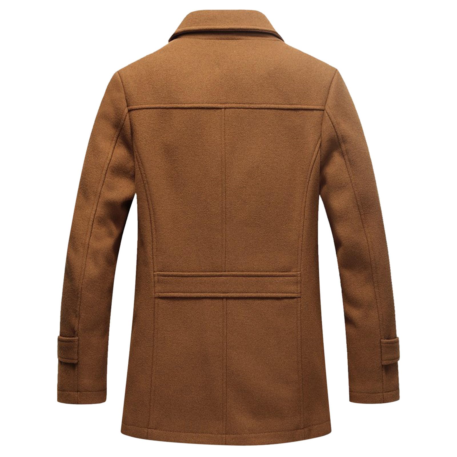 Chaquetas Hombre Cremallera Abrigo Hombre Invierno Cómodo Medio Largo De Lana De Doble Cuello Y Cierre Claro Para Hombre