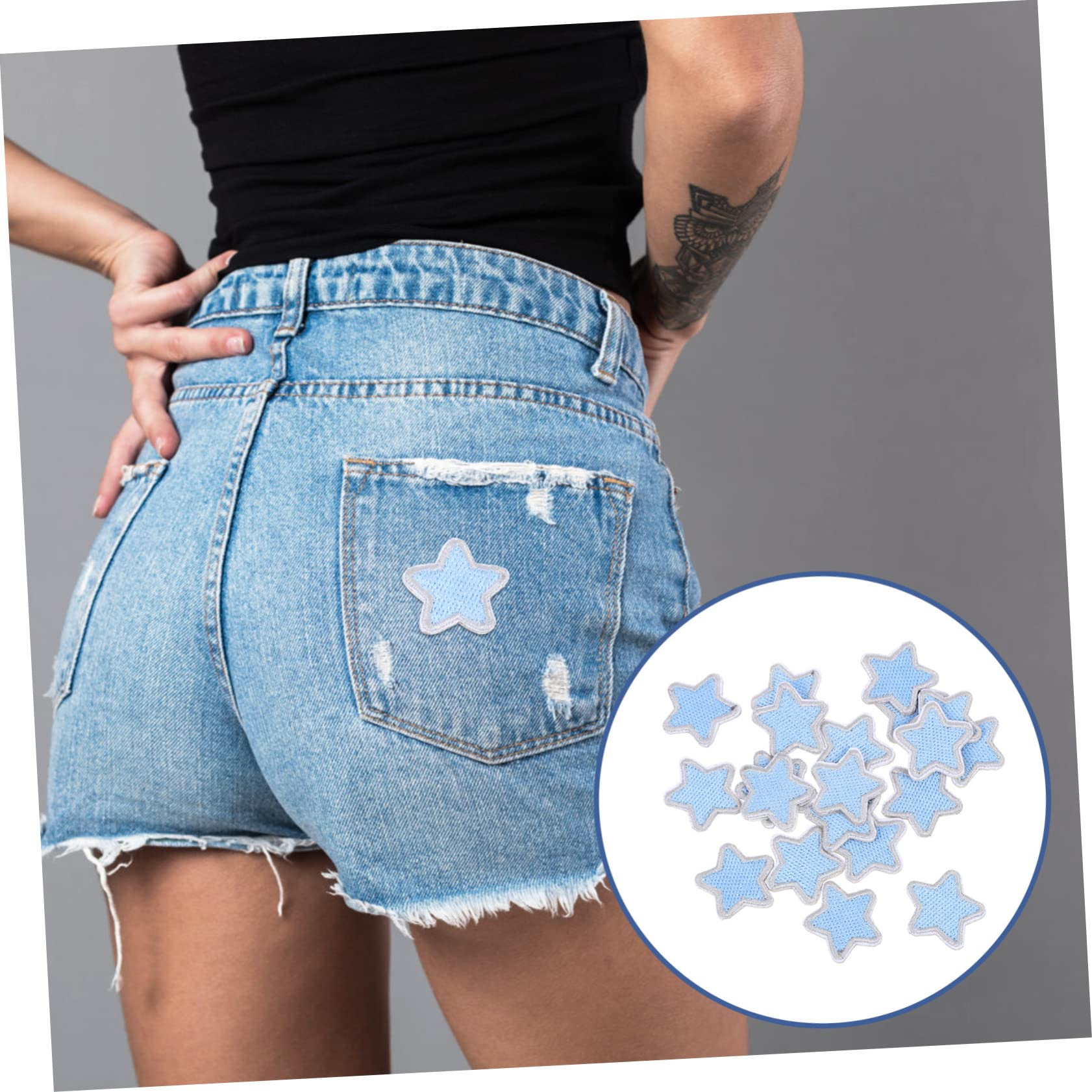 EXCEART 100pezzi Patches Autoadesivi Ricamati Forma Stella Per Abbigliamento Toppe Decorative Per Jeans Borse e Accessori Riparazione e Decorazione Fai Te