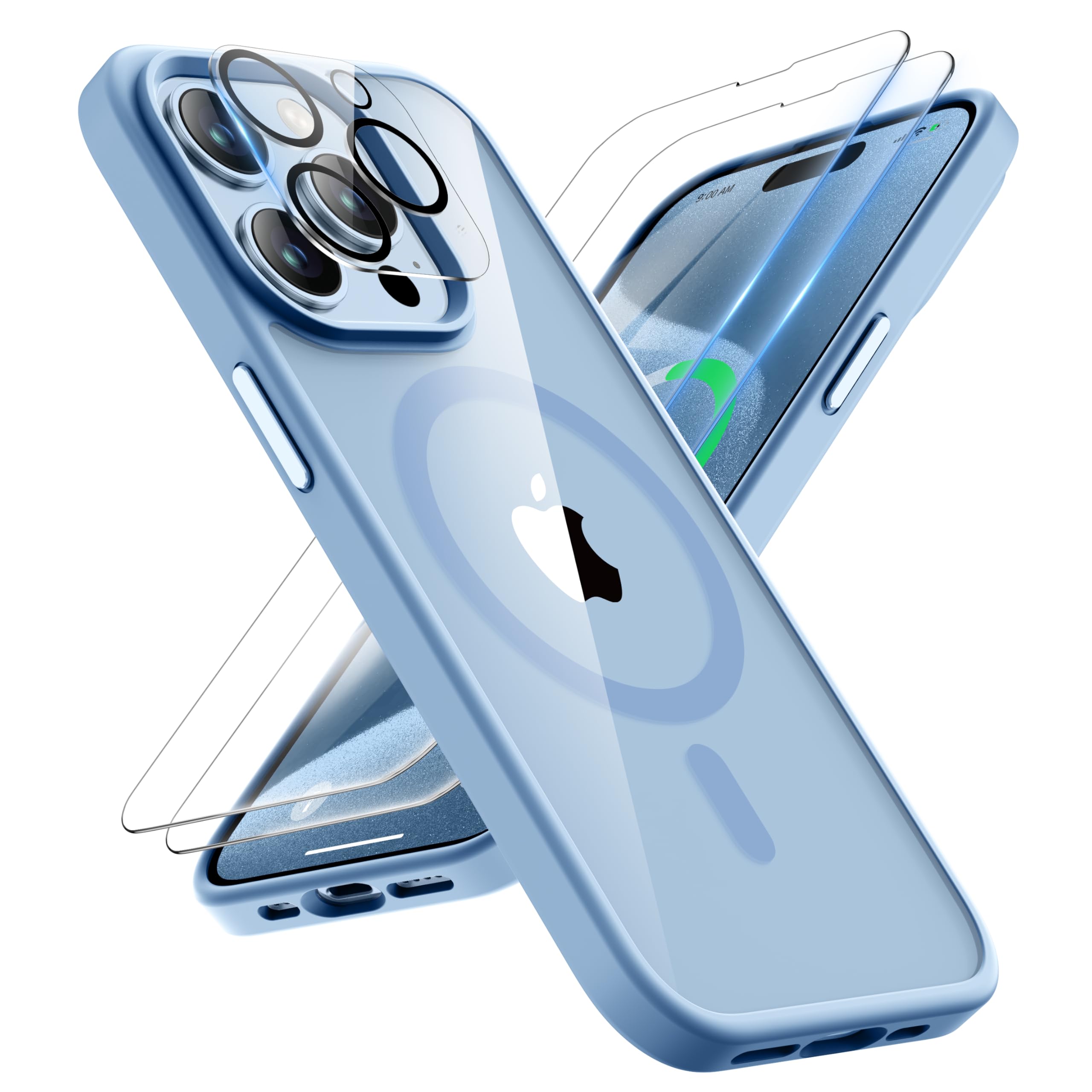 ORETECH Hülle für iPhone 17/17 Pro Max/16 Plus/15 Pro/14/13/12/11/XR/X/SE mit 2 Schutzfolie