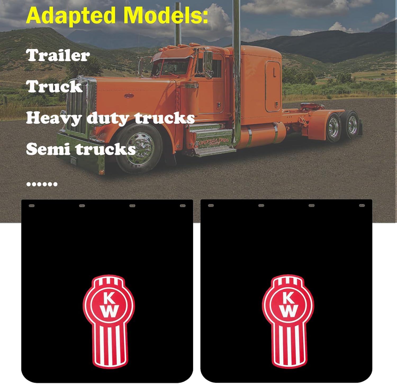24"X24"Mud Flaps for Trailer Trucks Semi-Trucks Heavy Duty Black Letter Logo Mud Flaps 2Pcs (24"x24")