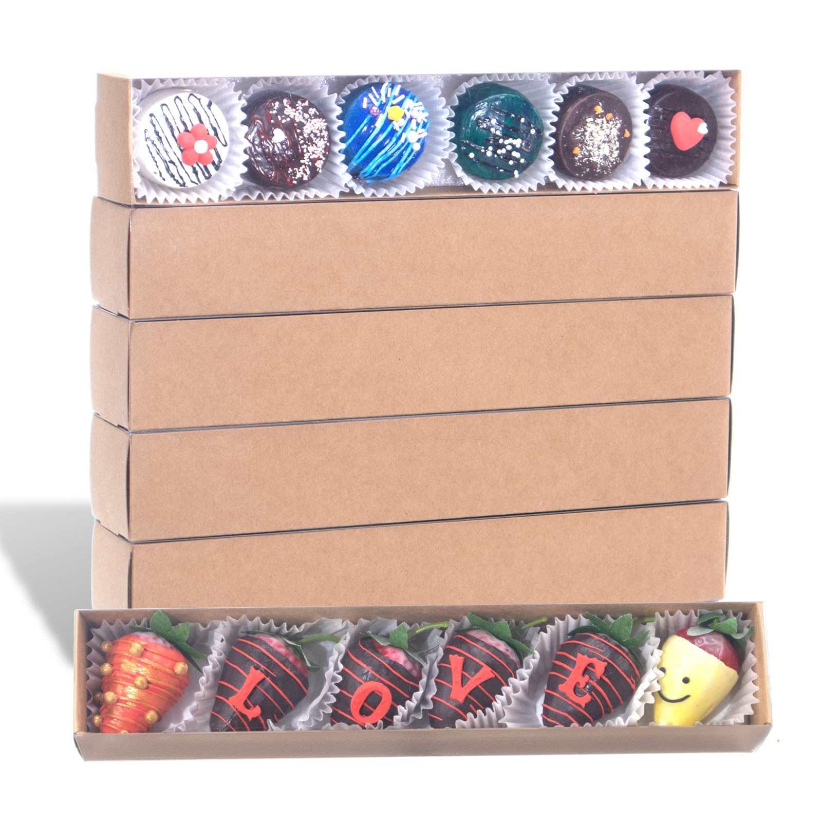 SLShePack Lot De 50 Boîtes De Boulangerie 12,7 X 12,7 X 5,1 Cm Avec Revêtement Chocolat Pour 4 Mini Boîtes à Gâteaux, Biscuits, Macarons, Tarte, Browines